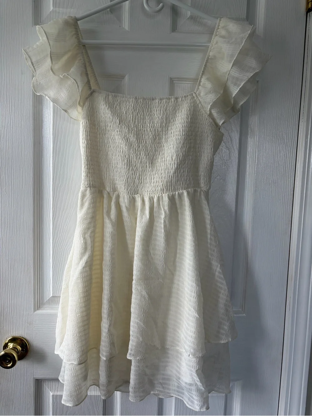 Altar'd State white Ruffle Strap Smocked Sundress